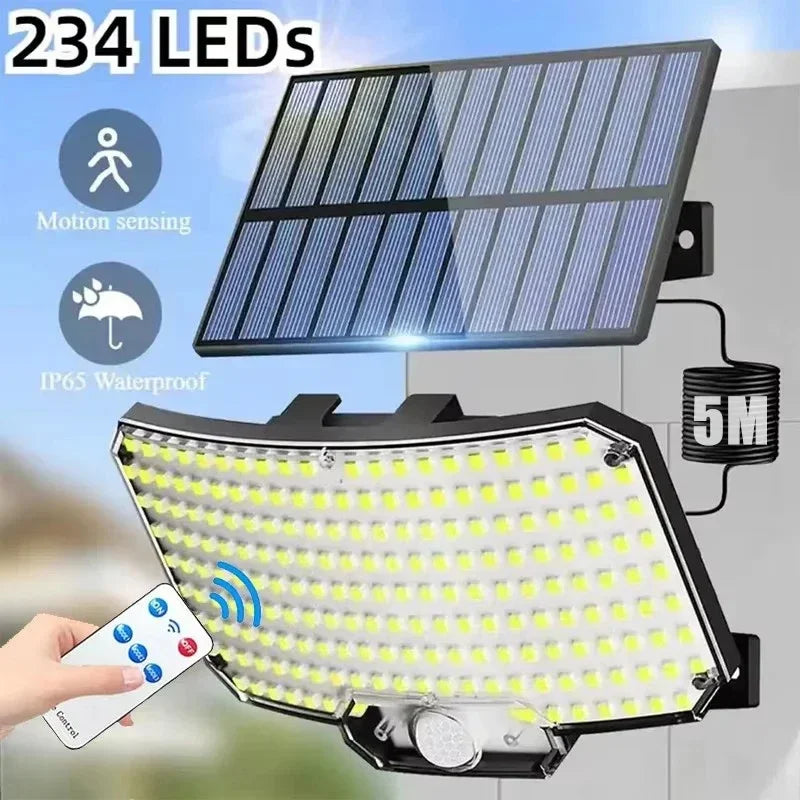 234 LED Solar Outdoor Lights Security Lights with Remote Control Motion Sensor Wall Lights Waterproof Wide Angle Flood Lights