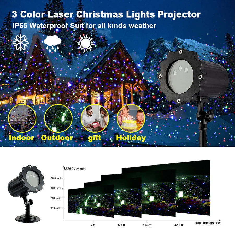 Christmas Laser Projector Light Outdoor Motion Firefly Red Green Blue Laser Light Projection with Remote For Garden Landscape