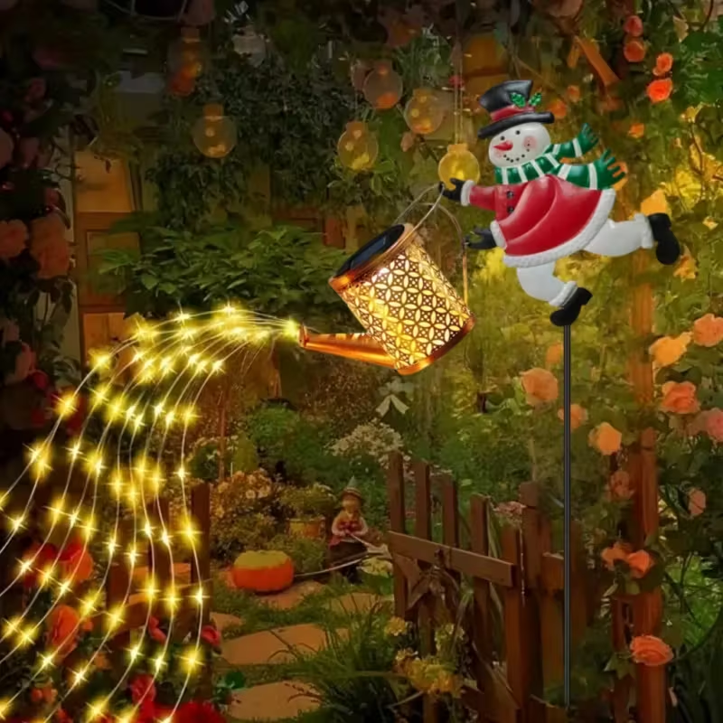 Solar Snowman Kettle Outdoor Garden Lights Hanging LED Santa Claus Watering Can Light Solar Light for Yard Lawn Christmas Decor