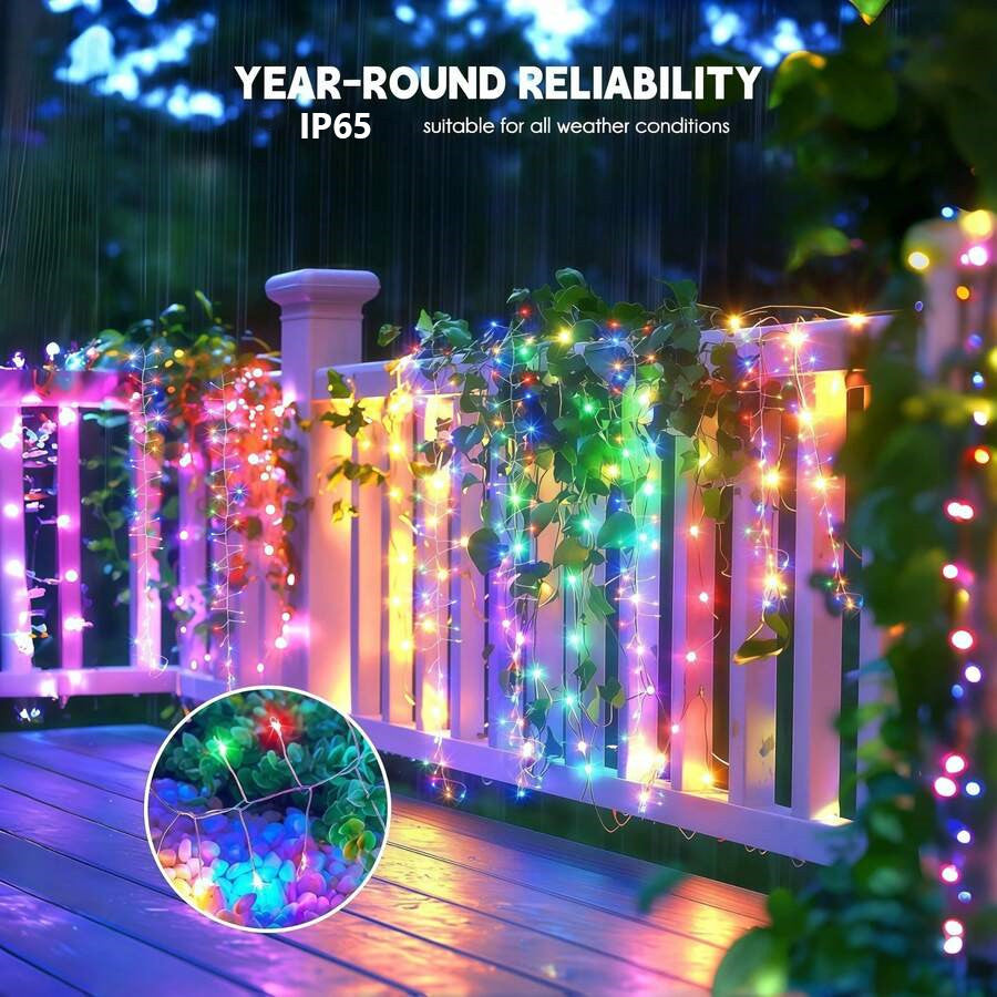Solar Led String Lights Outdoor Firecracker Fairy Light Strings 8 Modes Copper Wire Lights for Wedding Camping Christmas Decor