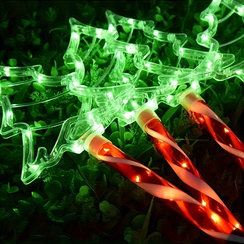 Solar-Powered LED Christmas Tree Lights - 5-in-1 Green Decorative String Lights with 8 Flashing Modes