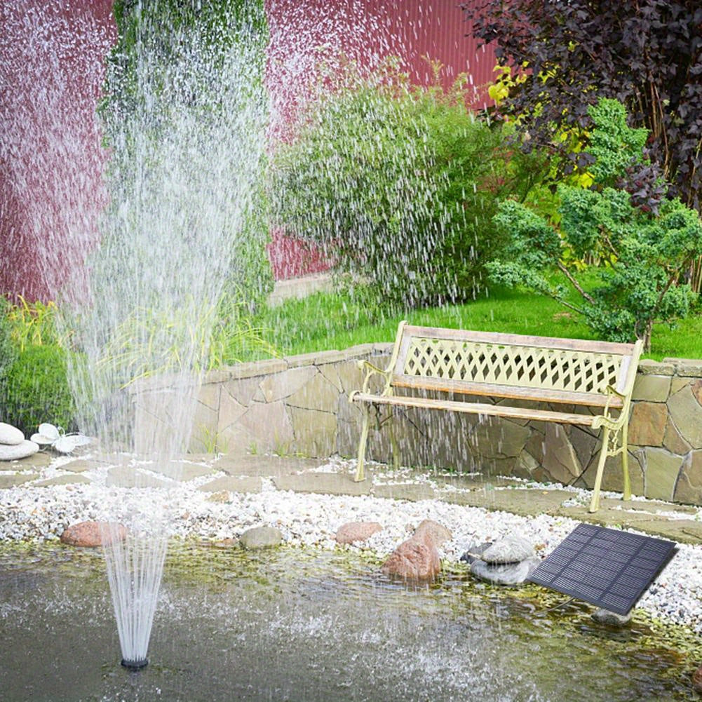 Solar Fountain with 6 Nozzles - 1.4W Solar Panel Floating Water Pump for Bird Baths, Pools, Garden DIY Waterfall Yard Decor