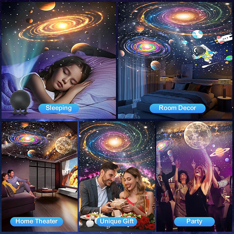 12 Image Discs, Galaxy Projector Star Night Light, Ceiling Mood Lighting, LED Space Lamp, Kids Adults Room Decor