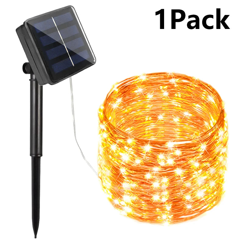 7M/12M/22M/32M LED Solar String Fairy Lights Outdoor Path Garlands Lamp Patio Waterproof Christmas Wedding Garden Street Lights