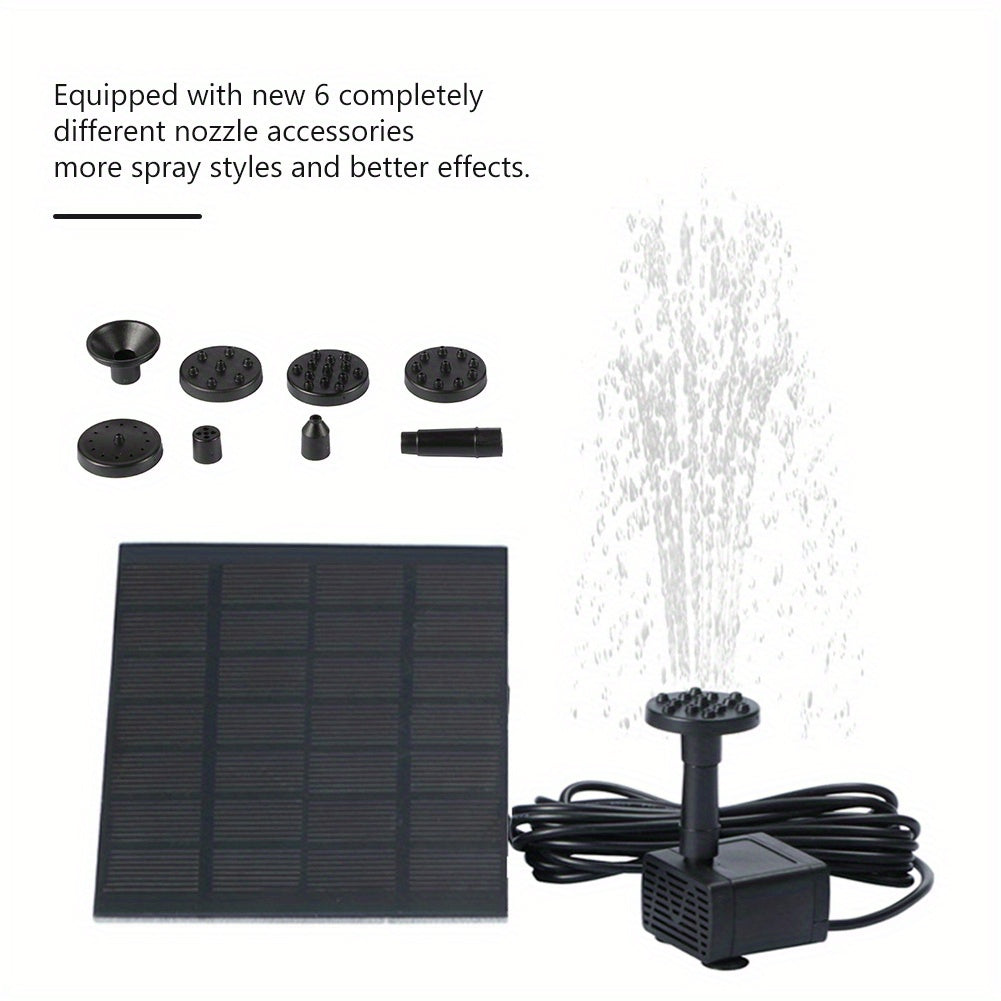 Solar Fountain with 6 Nozzles - 1.4W Solar Panel Floating Water Pump for Bird Baths, Pools, Garden DIY Waterfall Yard Decor